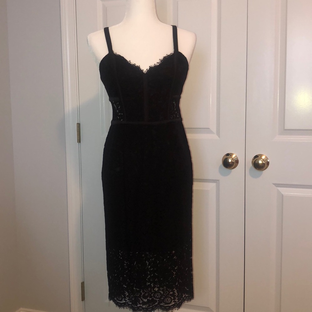 Black lace midi dress